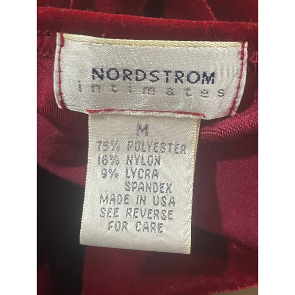 Vintage Nordstrom Intimates Womens Short Sleeve Shirt Top Red Velour Stretch M - Picture 5 of 6